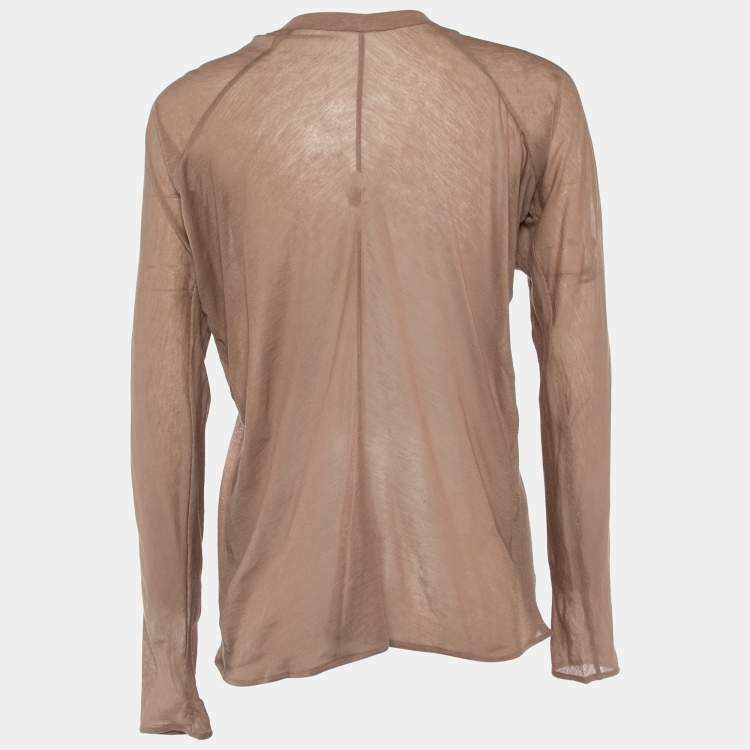 Pre Owned Marni Brown Cotton knit Embellished Detail Long Sleeve Top L