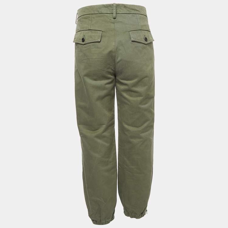 Pre Owned Marni Military Green Cotton Buttoned Trousers L