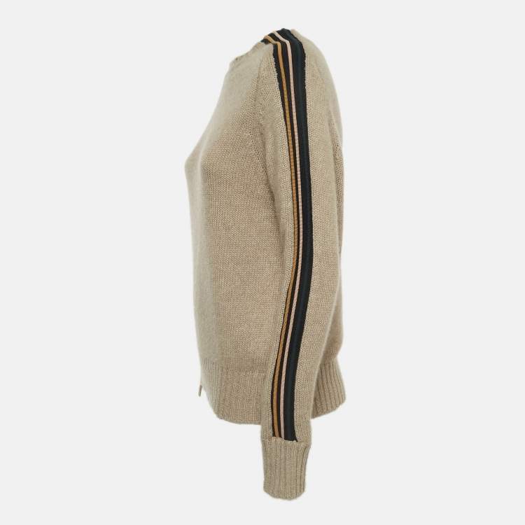 Pre Owned Marni Beige Cashmere Striped Sleeve Detail Sweater L