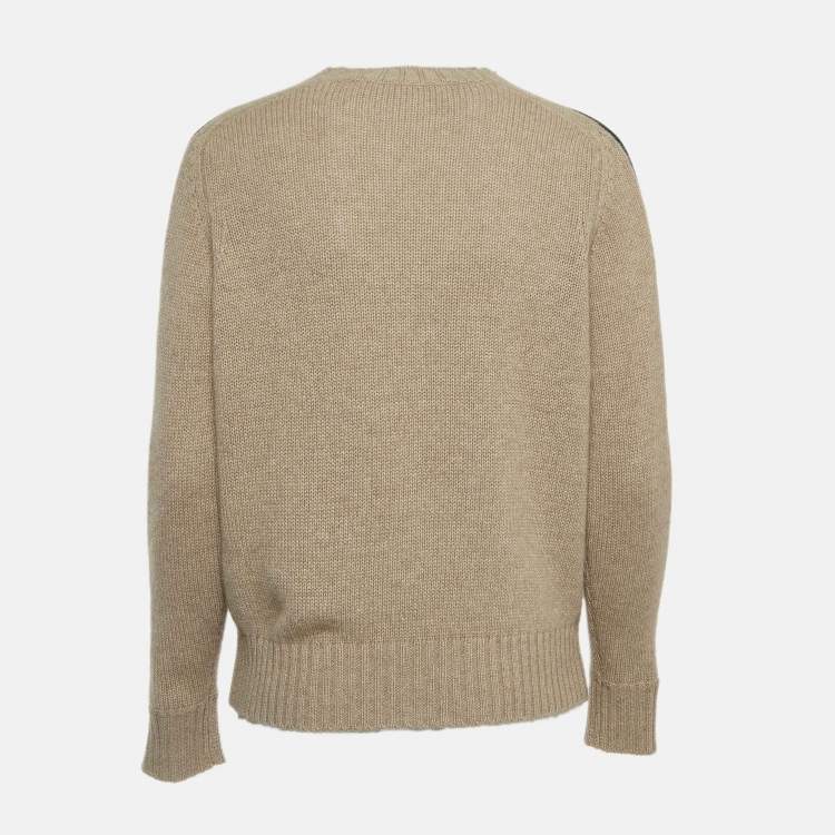 Pre Owned Marni Beige Cashmere Striped Sleeve Detail Sweater L