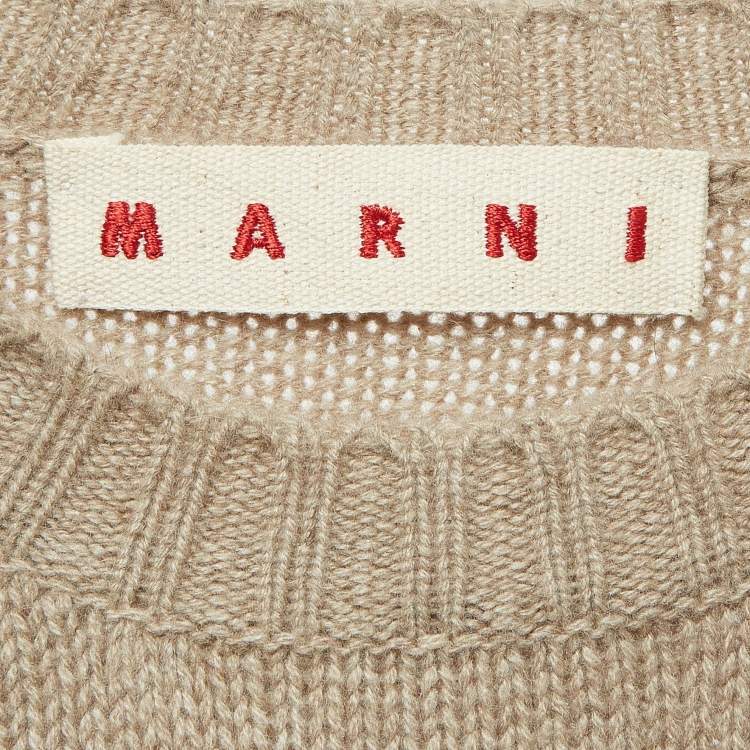 Pre Owned Marni Beige Cashmere Striped Sleeve Detail Sweater L
