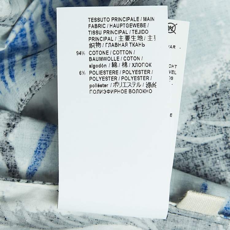 Pre Owned Marni Blue/Black Printed Cotton Midi Dress M