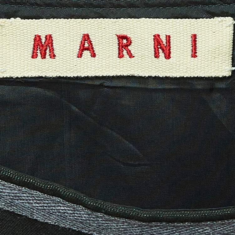 Pre Owned Marni Dark Green Wool Blend Midi Skirt M
