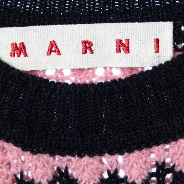 Pre Owned Marni Black Striped Wool Knit Sleeveless Sweater M
