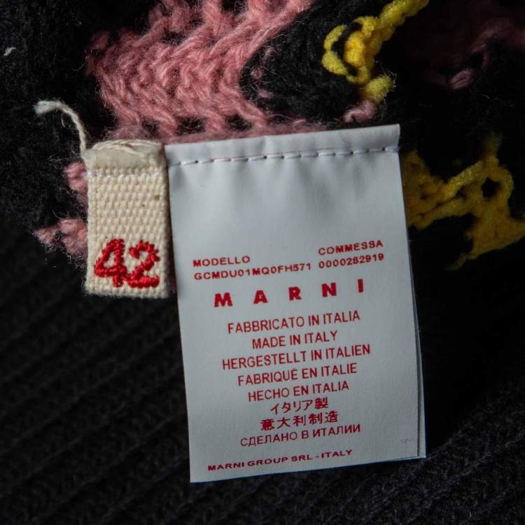Pre Owned Marni Black Striped Wool Knit Sleeveless Sweater M