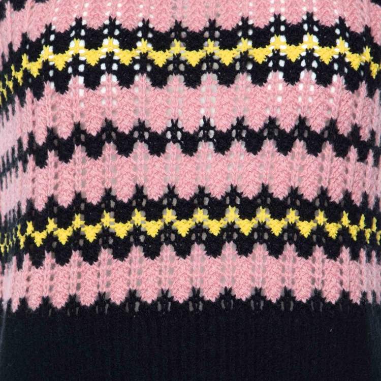 Pre Owned Marni Black Striped Wool Knit Sleeveless Sweater M