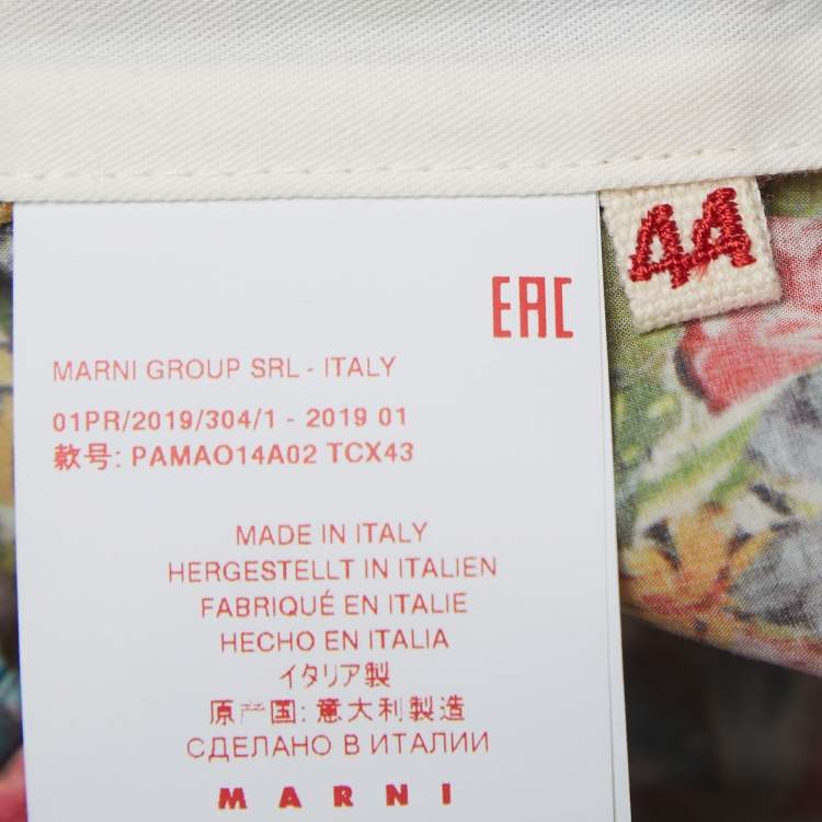 Pre Owned Marni Multicolor Floral Print Cotton Straight Leg Trousers M