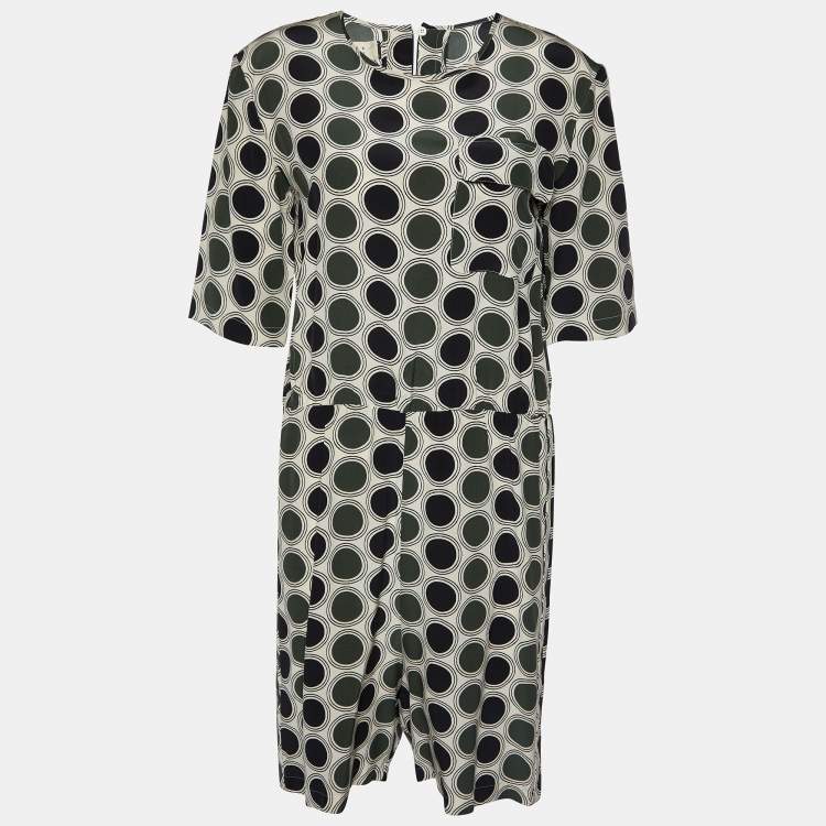 Pre Owned Marni Cream Dot Print Silk Playsuit S