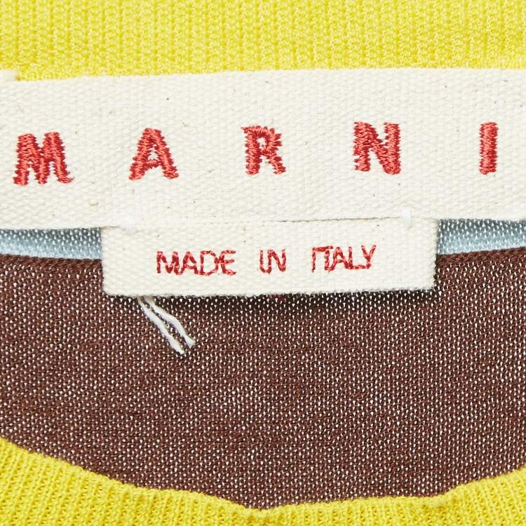 Pre Owned Marni Brown Cotton Knit Crew Neck T-Shirt M