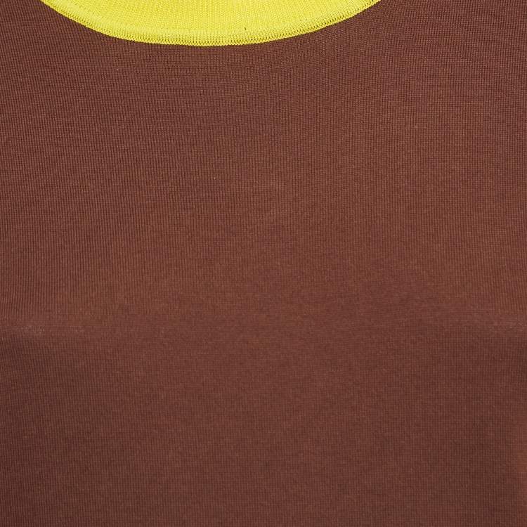 Pre Owned Marni Brown Cotton Knit Crew Neck T-Shirt M