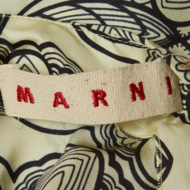 Pre Owned Marni Cream Floral Print Silk Long Sleeve A-Line Dress M