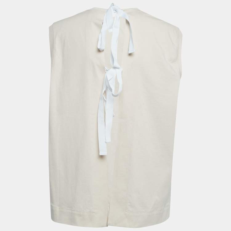 Pre Owned Marni Beige Open Back Tie-Up Cotton Sleeveless T-Shirt M