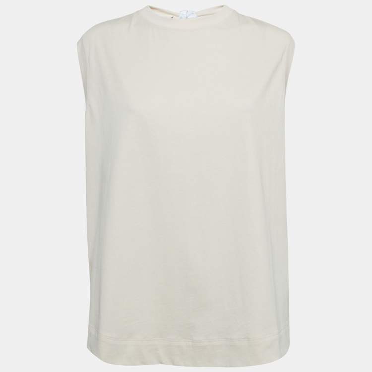 Pre Owned Marni Beige Open Back Tie-Up Cotton Sleeveless T-Shirt M