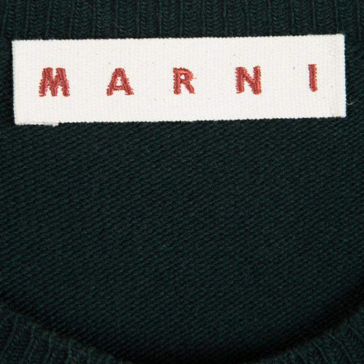 Pre Owned Marni Green Wool Long Sleeve High Low Sweater S