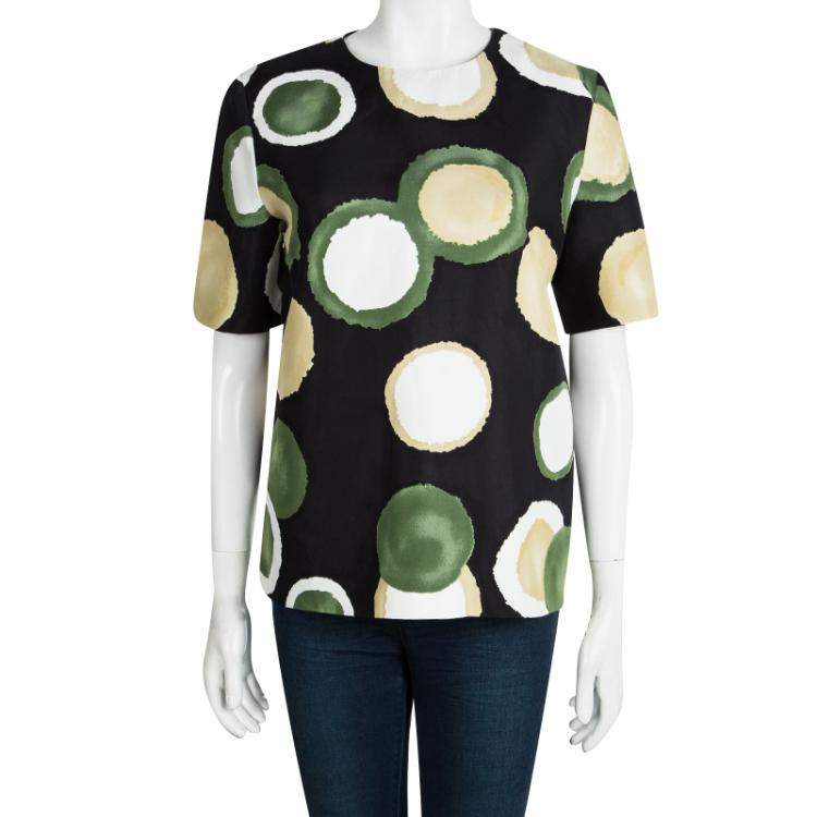 Pre Owned Marni Black Printed Oversized Short Sleeve Top S
