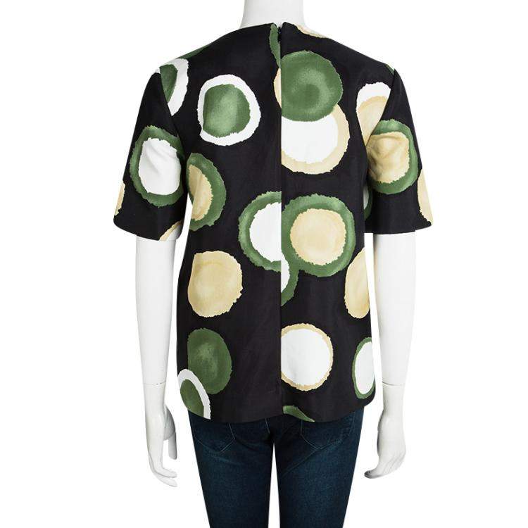 Pre Owned Marni Black Printed Oversized Short Sleeve Top S