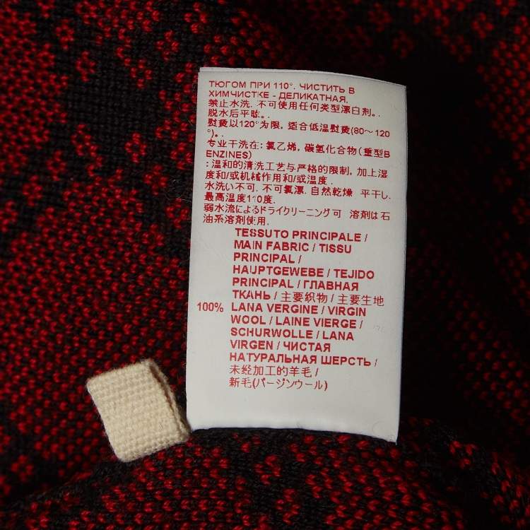 Pre Owned Marni Black/Red Patterned Wool Sweater S