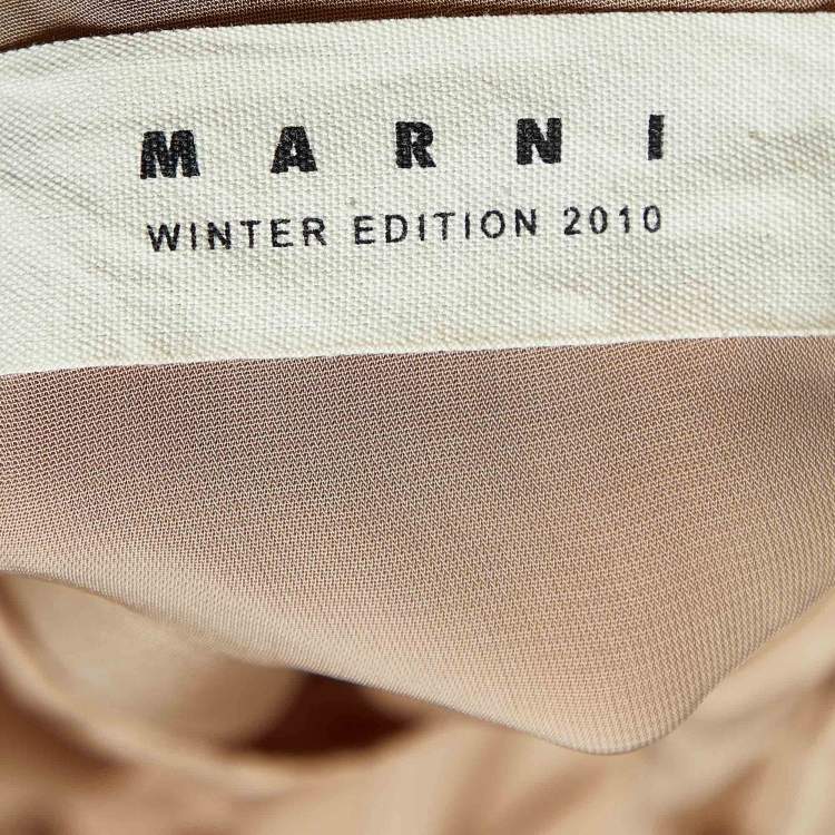 Pre Owned Marni Beige Pleated Crepe Loose Fit Blouse M