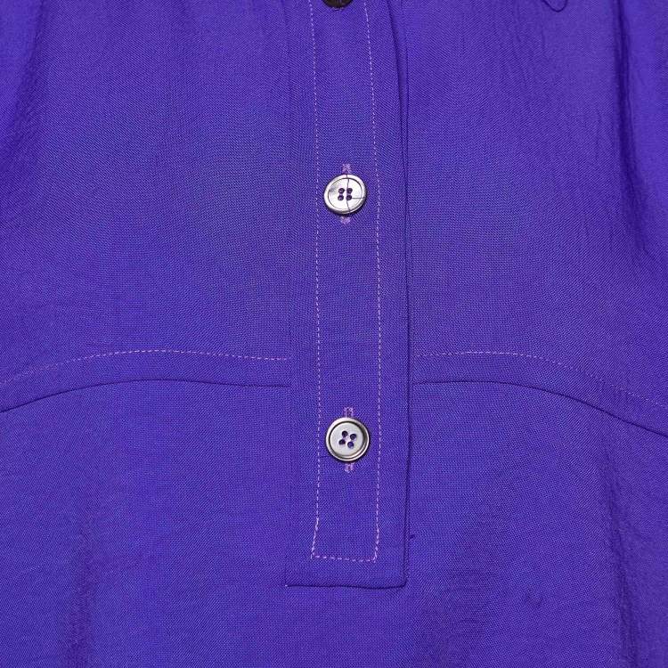 Pre Owned Marni Blue Crepe Puff Sleeve Shirt Blouse S
