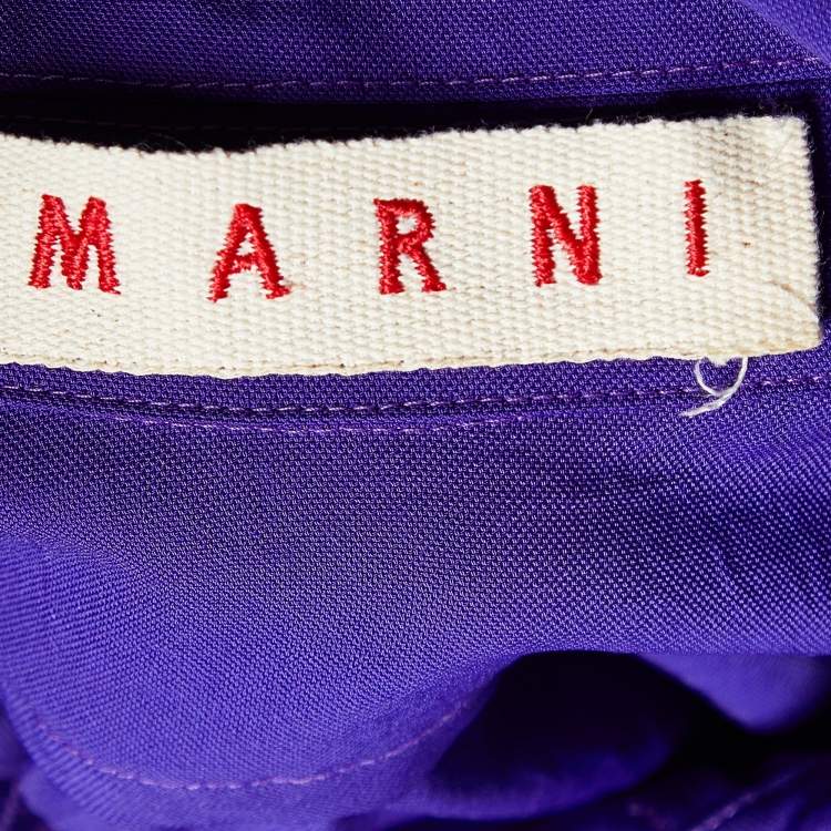 Pre Owned Marni Blue Crepe Puff Sleeve Shirt Blouse S