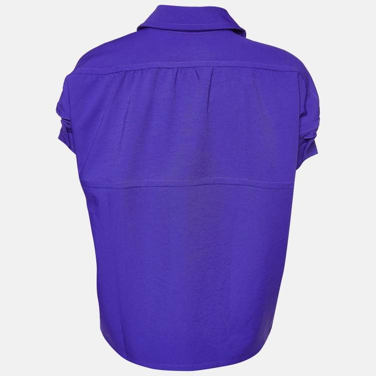 Pre Owned Marni Blue Crepe Puff Sleeve Shirt Blouse S