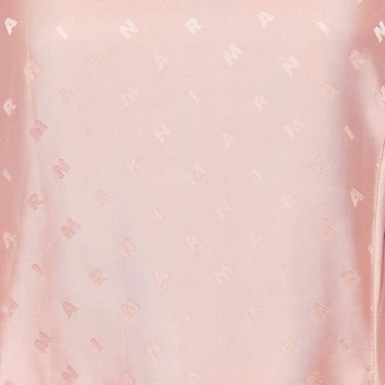 Pre Owned Marni Coral Pink Logo Pattern Sateen Maxi Dress S