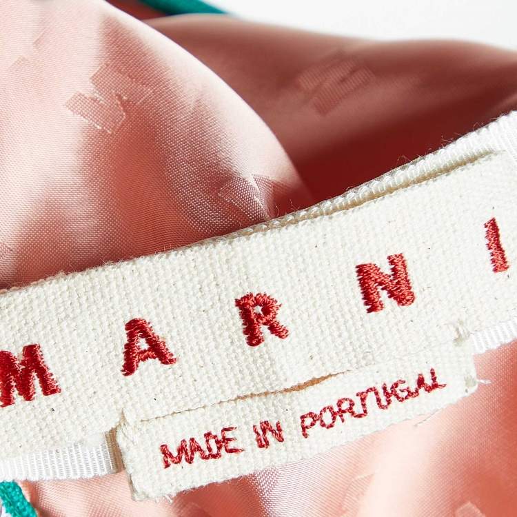 Pre Owned Marni Coral Pink Logo Pattern Sateen Maxi Dress S