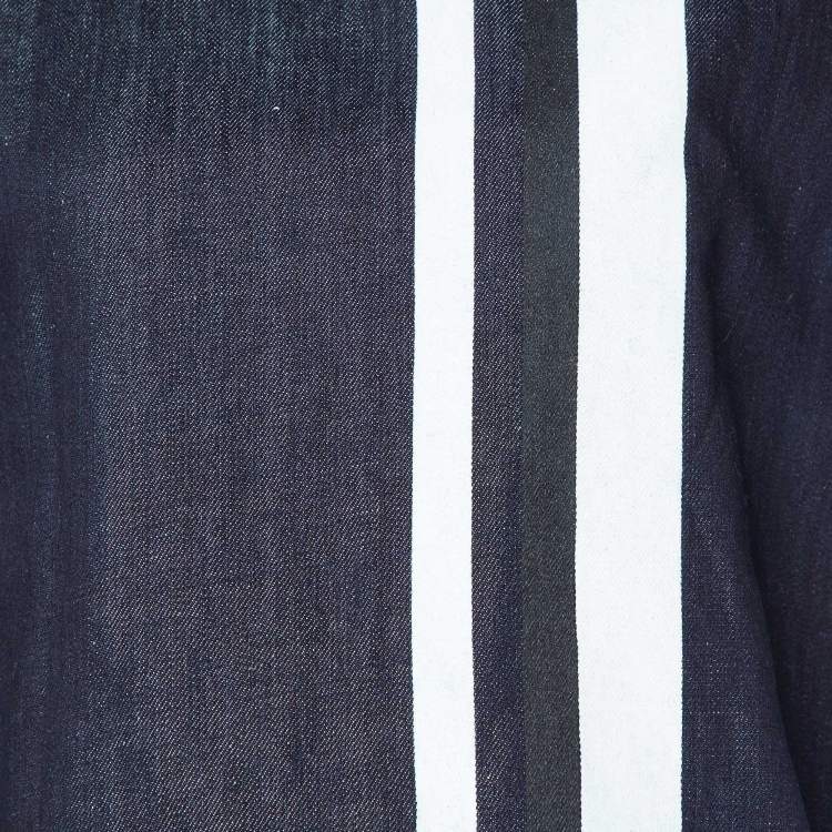 Pre Owned Marni Dark Blue Striped Cotton & Linen Sleeveless Top M