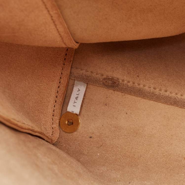 Pre Owned Marni Gold/Beige Patent and Leather Pushlock Tote