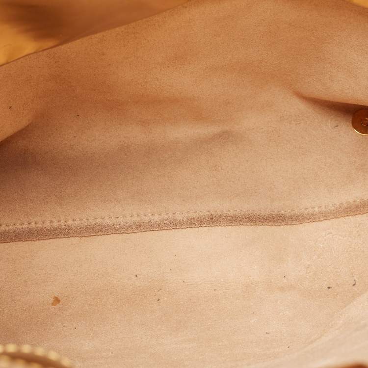 Pre Owned Marni Gold/Beige Patent and Leather Pushlock Tote