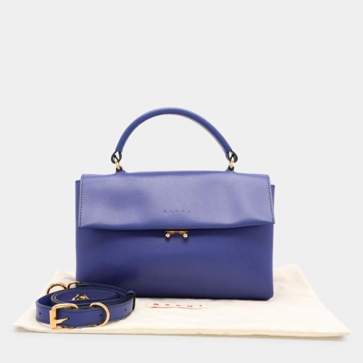 Pre Owned Marni Blue Leather Top Handle Bag