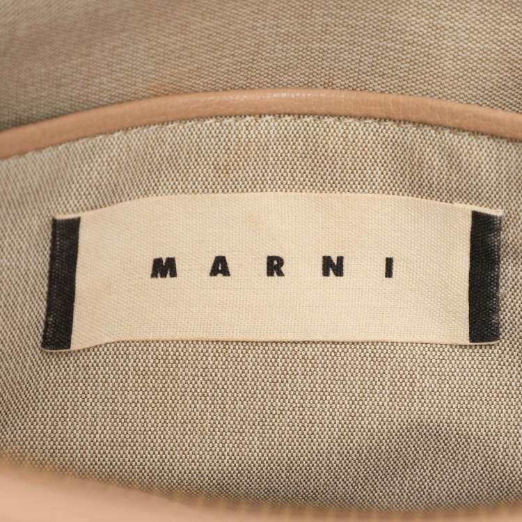Pre Owned Marni Beige Leather Push Lock Flap Shoulder Bag