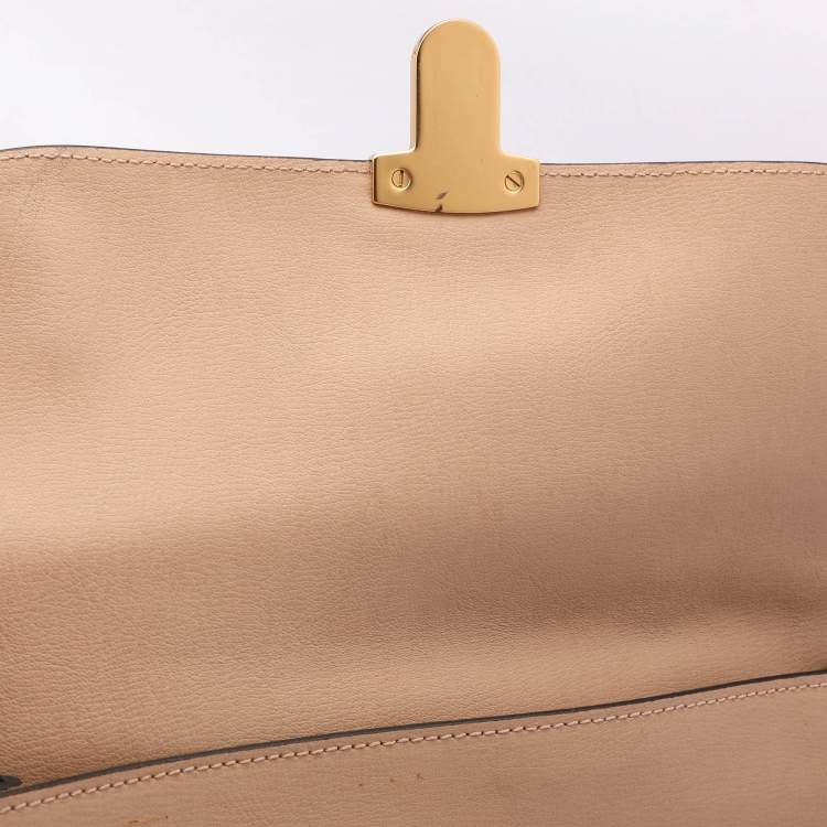 Pre Owned Marni Beige Leather Push Lock Flap Shoulder Bag