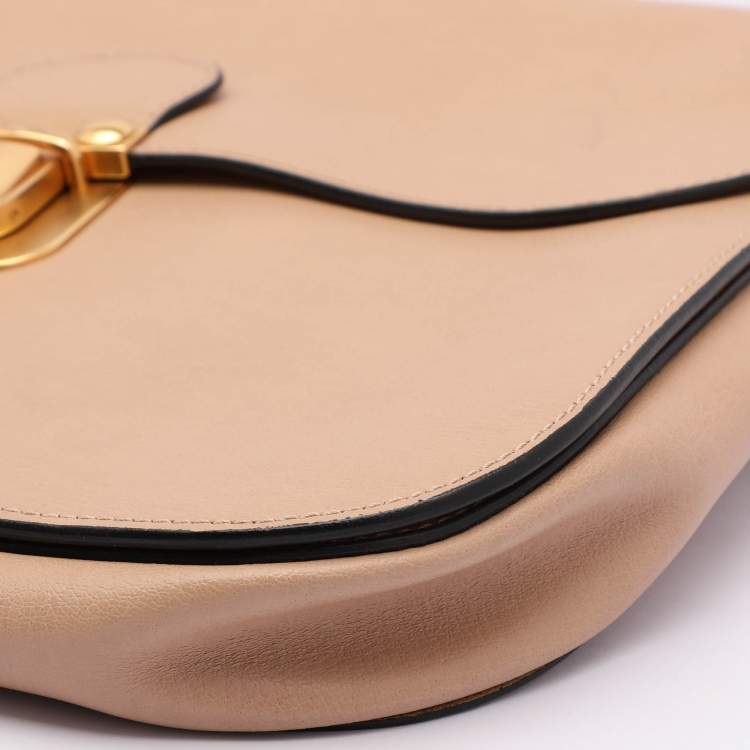 Pre Owned Marni Beige Leather Push Lock Flap Shoulder Bag