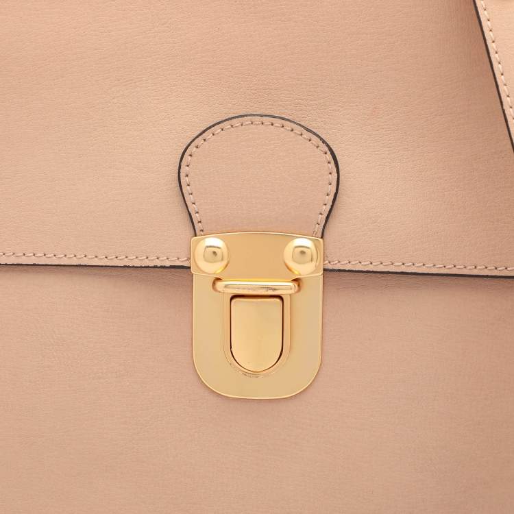 Pre Owned Marni Beige Leather Push Lock Flap Shoulder Bag