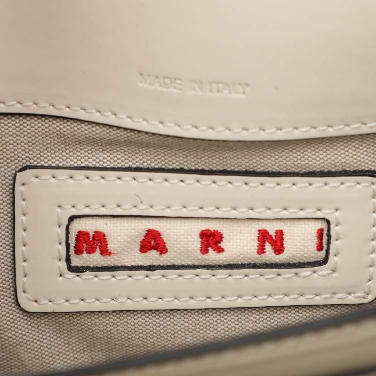 Pre Owned Marni Cream/Black Leather Metal Top Handle Bag