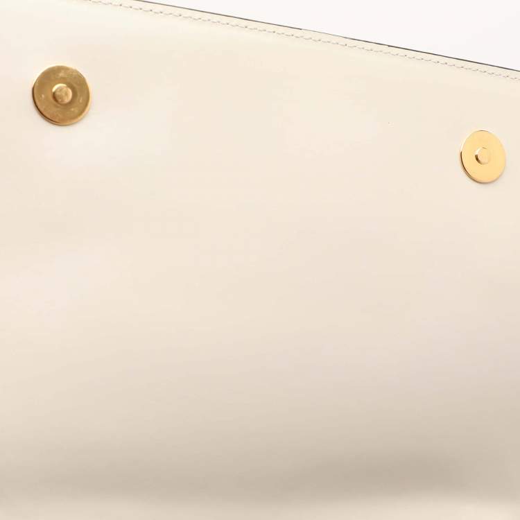 Pre Owned Marni Cream/Black Leather Metal Top Handle Bag