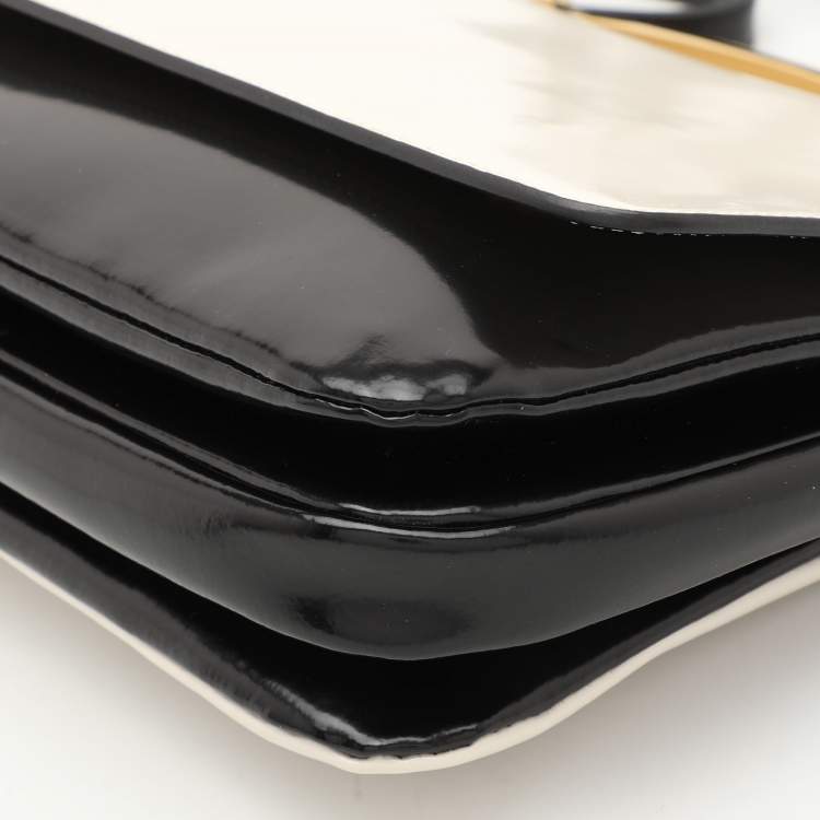 Pre Owned Marni Cream/Black Leather Metal Top Handle Bag