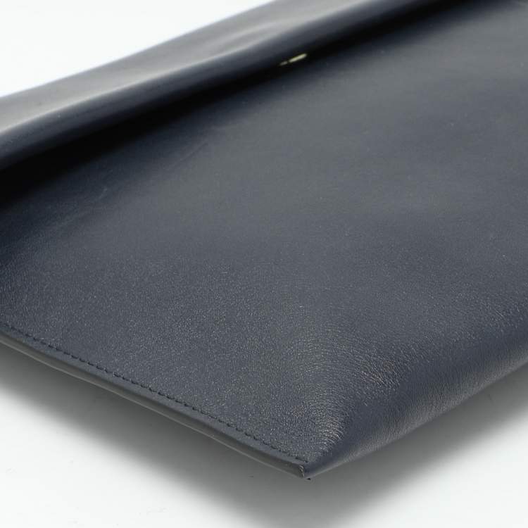 Pre Owned Marni Navy Blue Leather Flap Clutch