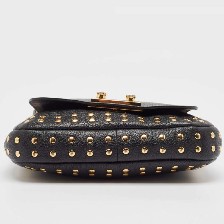 Pre Owned Marni Black Leather Studded Flap Shoulder Bag