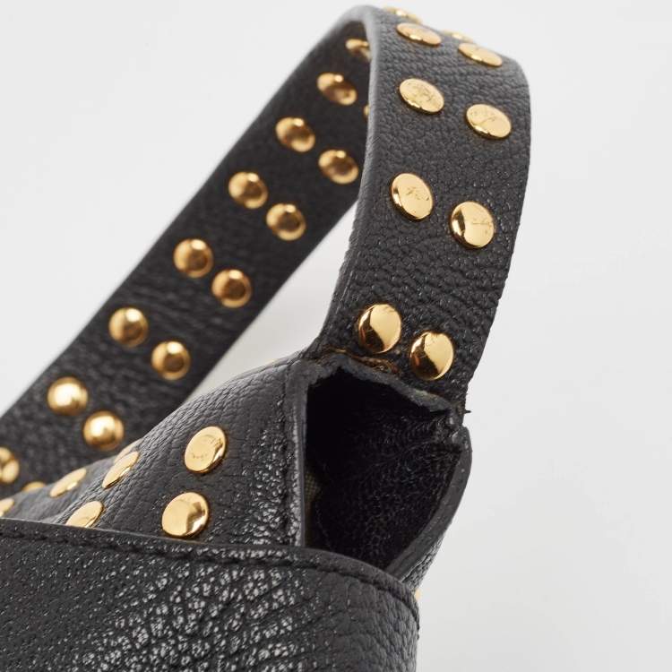 Pre Owned Marni Black Leather Studded Flap Shoulder Bag