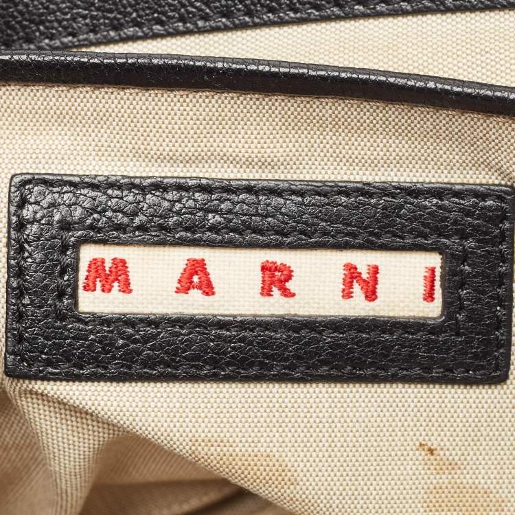 Pre Owned Marni Black Leather Studded Flap Shoulder Bag