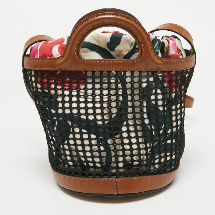 Pre Owned Marni Brown/Black Leather and Net Bucket Bag