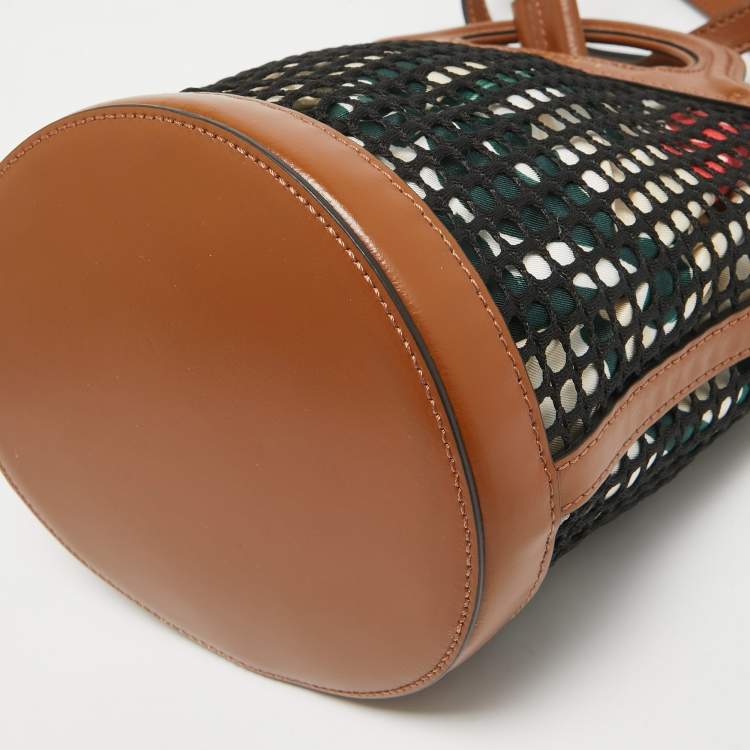 Pre Owned Marni Brown/Black Leather and Net Bucket Bag