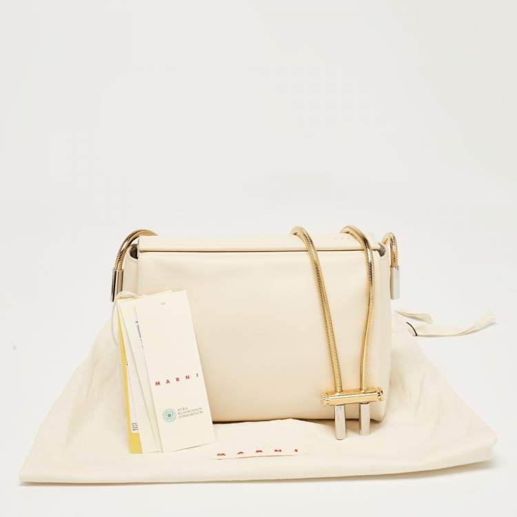 Pre Owned Marni Cream Leather Toggle Shoulder Bag