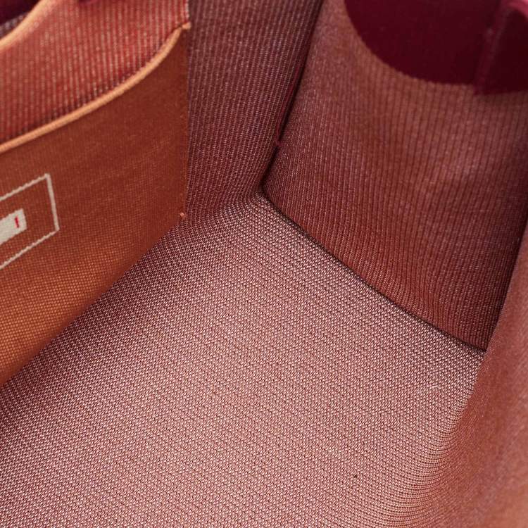 Pre Owned Marni Burgundy/Brown Jacquard Canvas Logo Tote