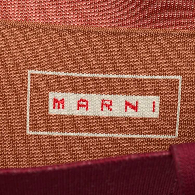 Pre Owned Marni Burgundy/Brown Jacquard Canvas Logo Tote