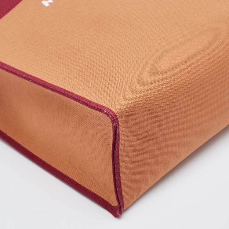 Pre Owned Marni Burgundy/Brown Jacquard Canvas Logo Tote