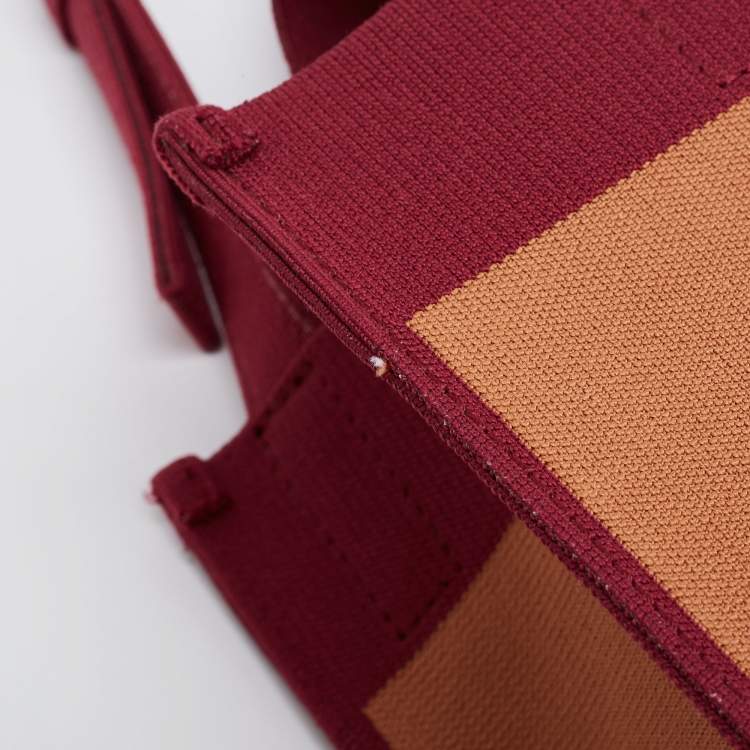 Pre Owned Marni Burgundy/Brown Jacquard Canvas Logo Tote