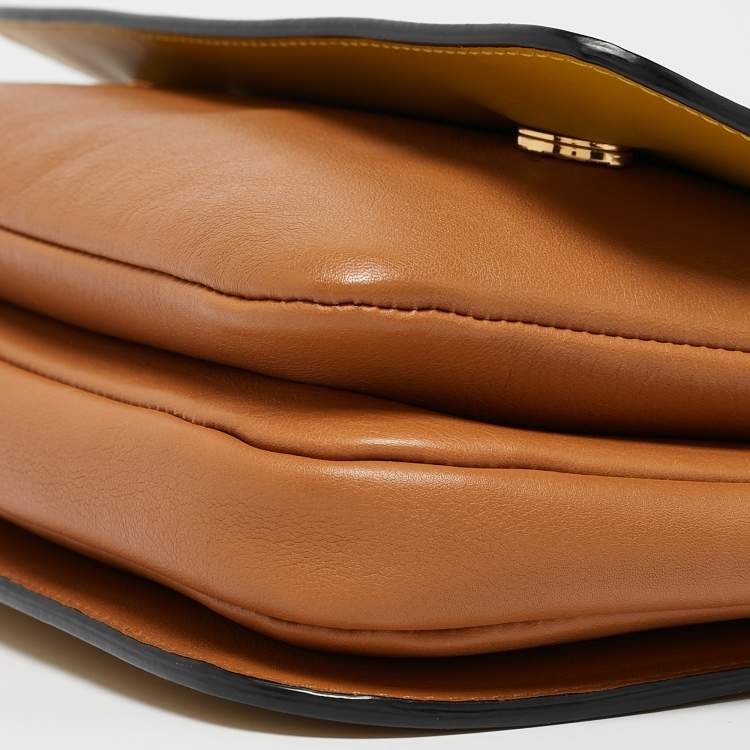 Pre Owned Marni Mustard/Brown Leather Metal Top Handle Bag